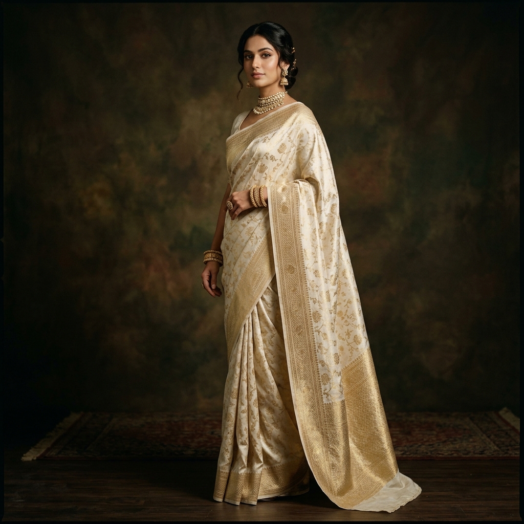 Awadh Collection — Ivory Jamdani Saree