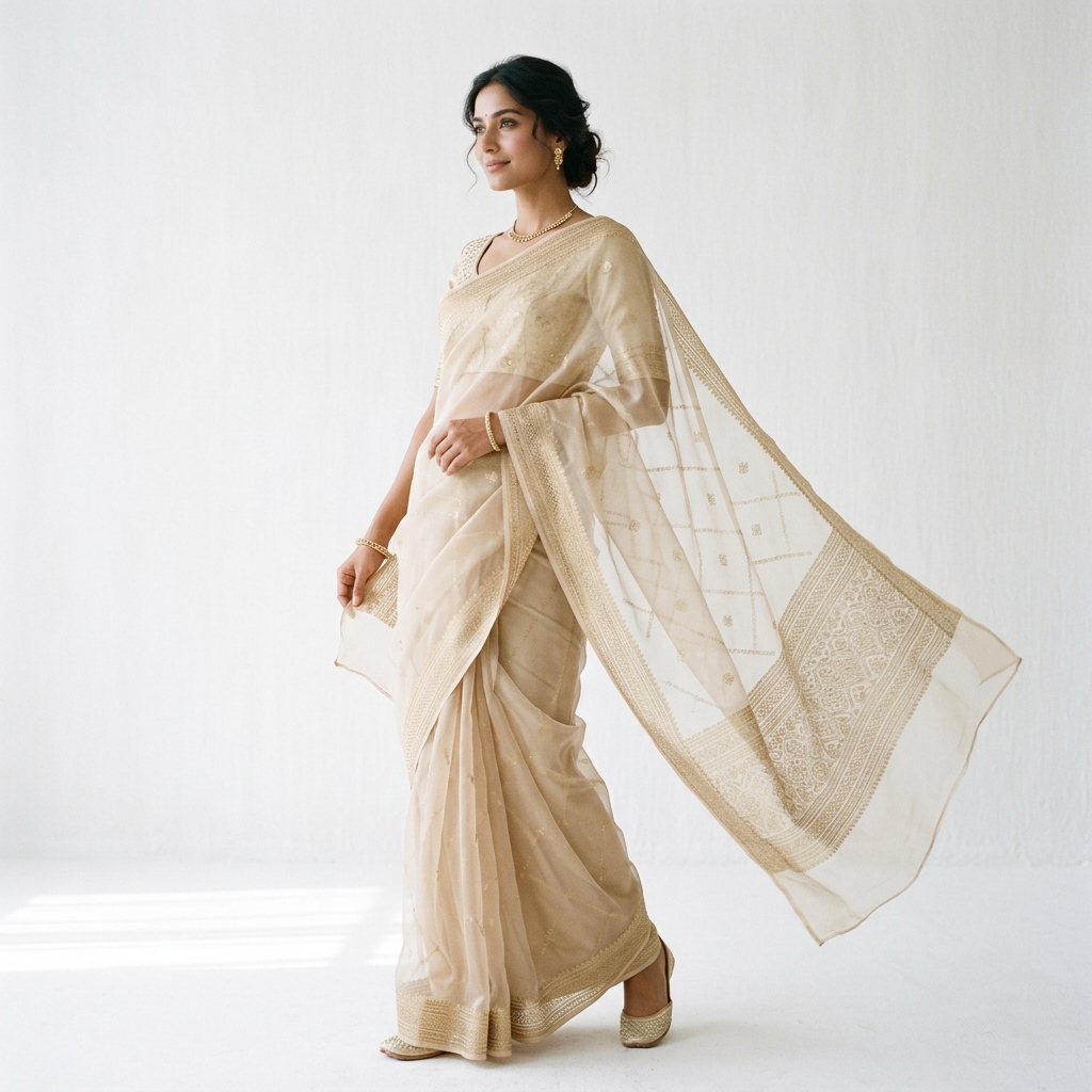Sheer Kora organza Banarasi saree